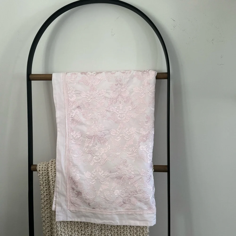 Simply Shabby Chic  | Euro Pillow  Cover | Pink Cotton Embroidered